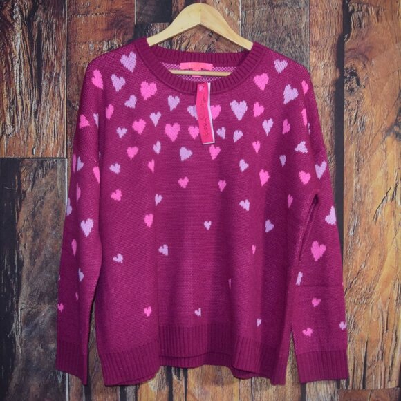 New w $138 Tags! LILLY PULITZER Women's Sz XL Elizabelle Sweater - Mulberry Hear - Picture 3 of 7